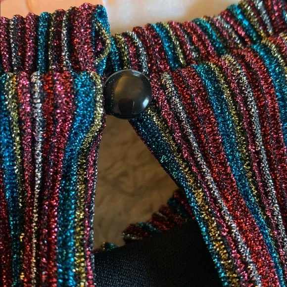 Ava & Yelly 6X Glitter Metallic Striped Dress EUC Red Silver Gold Blue - Picture 7 of 15